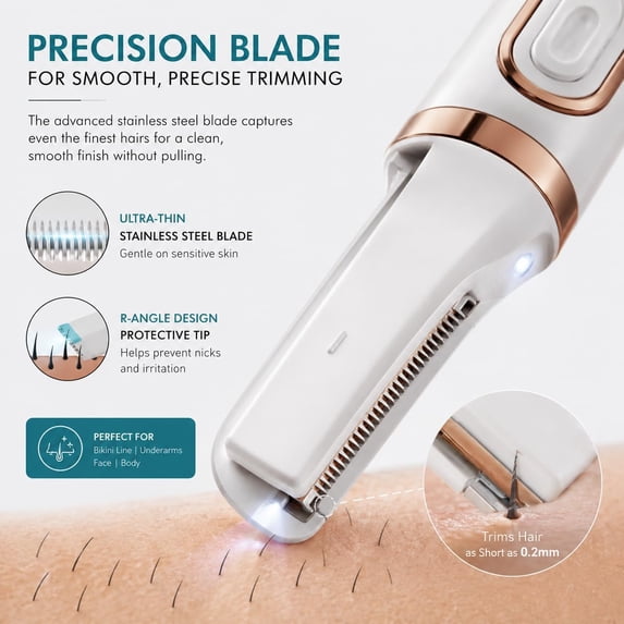 Green Cosmos Bikini Trimmer Electric Razor for Women Sensitive Areas with LED Light