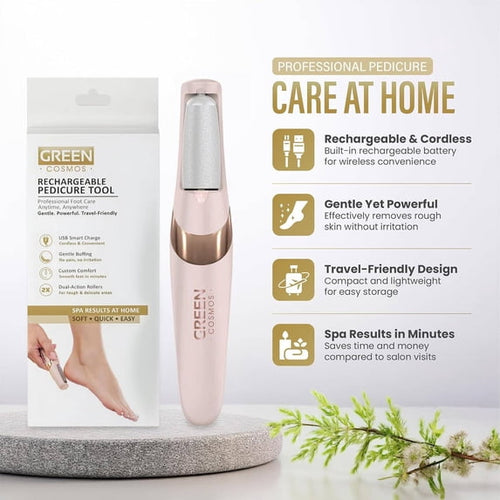 Green Cosmos Electric Callus Remover for Feet, Rechargeable Pedicure Tool